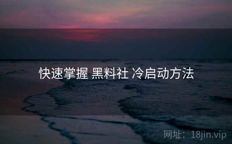 快速掌握 黑料社 冷启动方法